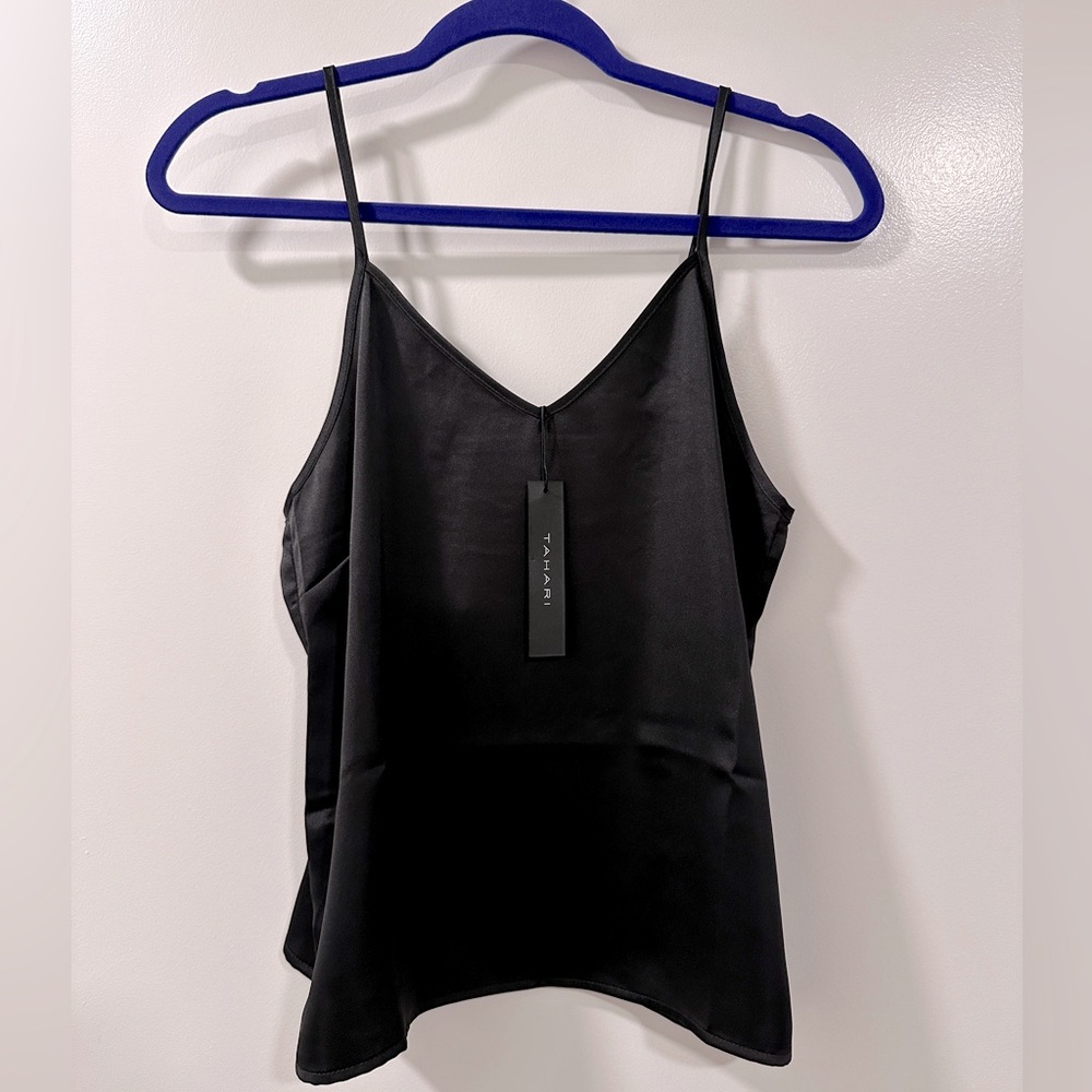 Tahari black silky blouse. Size XS